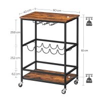 VASAGLE Servierwagen braun, schwarz 60,0 x 40,0 x 82,0 cm