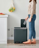 SONGMICS Mülltrenner 2x 15,0 l grüngrau, 1 St.