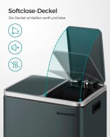 SONGMICS Mülltrenner 2x 15,0 l grüngrau, 1 St.