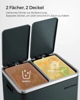SONGMICS Mülltrenner 2x 15,0 l grüngrau, 1 St.