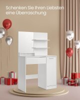 VASAGLE Schminktisch rechteckig Melamin, Spanplatte weiß 80,0 x 40,0 x 132,0 cm, 1 St.