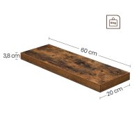 VASAGLE Wandregal braun 60,0 x 20,0 x 3,8 cm, 1 St.