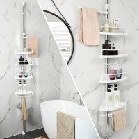 SONGMICS Teleskop-Duschregal BCB02SW weiß 25,0 x 35,0 x 85,0 - 300,5 cm
