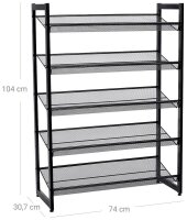 SONGMICS Schuhregal schwarz 74,0 x 30,7 x 104,0 cm, 1 St.