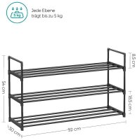 SONGMICS Schuhregal schwarz 92,0 x 30,0 x 54,0 cm, 1 St.