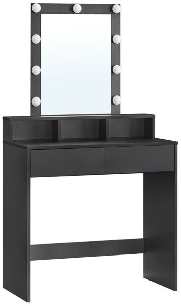 VASAGLE Schminktisch rechteckig Melamin, Spanplatte schwarz 80,0 x 40,0 x 145,0 cm, 1 St.