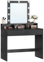 VASAGLE Schminktisch rechteckig Melamin, Spanplatte schwarz 80,0 x 40,0 x 145,0 cm, 1 St.