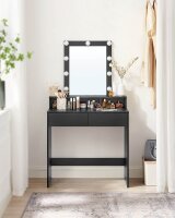 VASAGLE Schminktisch rechteckig Melamin, Spanplatte schwarz 80,0 x 40,0 x 145,0 cm, 1 St.