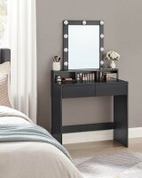 VASAGLE Schminktisch rechteckig Melamin, Spanplatte schwarz 80,0 x 40,0 x 145,0 cm, 1 St.