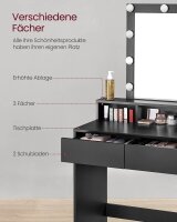 VASAGLE Schminktisch rechteckig Melamin, Spanplatte schwarz 80,0 x 40,0 x 145,0 cm, 1 St.