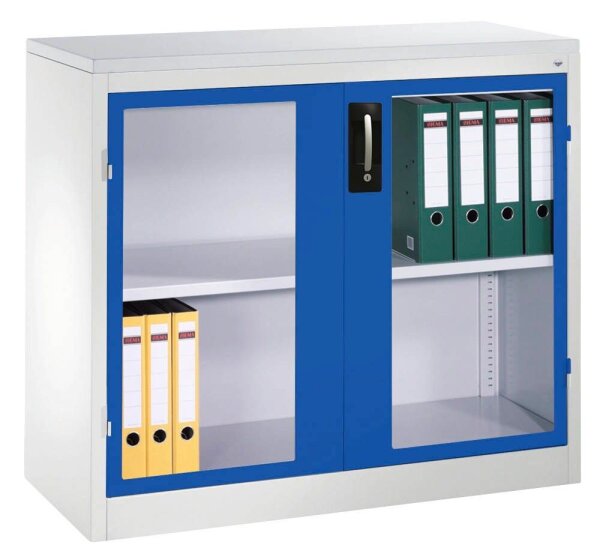 CP Stahlschrank 8831-055 S10190 lichtgrau, lichtblau, Acrylglas 1 Fachboden 120,0 x 50,0 x 100,0 cm, aufgebaut, 1 St.
