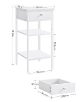 VASAGLE Nachttisch rechteckig MDF-Platte weiß 35,0...
