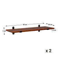 SONGMICS Wandregale-Set braun, schwarz 60,0 x 20,0 x 7,0...