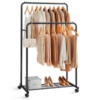 SONGMICS Rollgarderobe schwarz Metall 92,5 x 142,0/158,0...