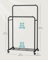 SONGMICS Rollgarderobe schwarz Metall 92,5 x 142,0/158,0...
