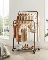 SONGMICS Rollgarderobe schwarz Metall 92,5 x 142,0/158,0 cm, 1 St.