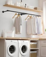 SONGMICS Wandgarderobe schwarz Metall 84,0 x 7,0 cm, 1 St.