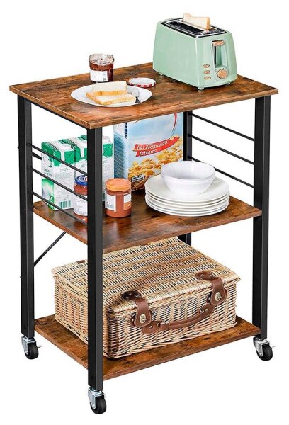 VASAGLE Servierwagen braun, schwarz 60,0 x 40,0 x 89,0 cm