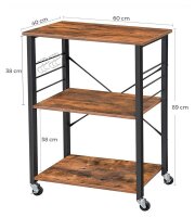 VASAGLE Servierwagen braun, schwarz 60,0 x 40,0 x 89,0 cm