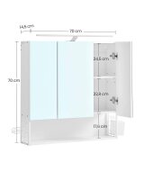 VASAGLE Spiegelschrank weiß 70,0 x 14,5 x 70,0 cm