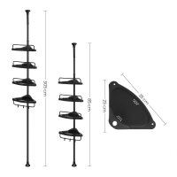 SONGMICS Teleskop-Duschregal schwarz 25,0 x 35,0 x 85,0 - 300,5 cm