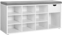 VASAGLE Schuhbank LHS024W01V1 weiß, grau Holz 104,0 cm