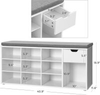 VASAGLE Schuhbank LHS024W01V1 weiß, grau Holz 104,0 cm