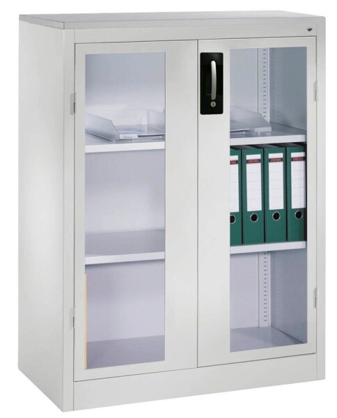 CP Stahlschrank 8521-055 S10172 lichtgrau, Acrylglas 2 Fachböden 93,0 x 50,0 x 120,0 cm, aufgebaut, 1 St.