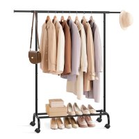 SONGMICS Rollgarderobe schwarz Metall 83,0 - 120,0 x...