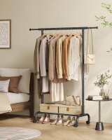 SONGMICS Rollgarderobe schwarz Metall 83,0 - 120,0 x 156,0 cm, 1 St.