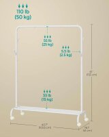SONGMICS Rollgarderobe weiß Metall 4 Haken 103,5 x...