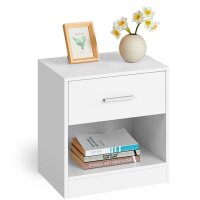 VASAGLE Nachttisch rechteckig MDF-Platte weiß 39,0...
