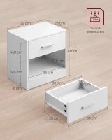 VASAGLE Nachttisch rechteckig MDF-Platte weiß 39,0 x 28,0 x 41,0 cm, 1 St.