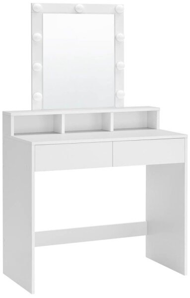 VASAGLE Schminktisch rechteckig Melamin, Spanplatte weiß 80,0 x 40,0 x 145,0 cm, 1 St.