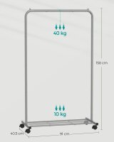 SONGMICS Rollgarderobe grau Metall 91,0 x 158,0 cm, 1 St.