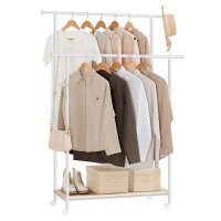 SONGMICS Rollgarderobe weiß Metall 98,5 x 156,8 cm,...