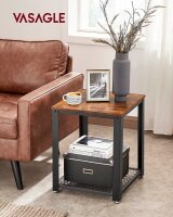 VASAGLE Beistelltisch rechteckig MDF-Platte braun, schwarz 40,0 x 40,0 x 50,0 cm, 1 St.