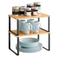 SONGMICS Küchen-Organizer bambus, schwarz 29,7 x 19,5/18,5 x 15,8/13,7 cm, 2 St.