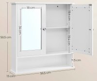 VASAGLE Spiegelschrank LHC002 weiß 56,5 x 13,0 x...