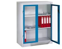 CP Stahlschrank 8521-055 S10170 lichtgrau, lichtblau, Acrylglas 2 Fachböden 93,0 x 50,0 x 120,0 cm, aufgebaut, 1 St.