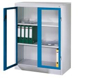 CP Stahlschrank 8521-055 S10170 lichtgrau, lichtblau, Acrylglas 2 Fachböden 93,0 x 50,0 x 120,0 cm, aufgebaut, 1 St.