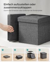 SONGMICS Wohnzimmer-Hocker mit Stauraum LSF27Z dunkelgrau, 1 St.