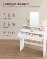 VASAGLE Schminktisch rechteckig Melamin, Spanplatte weiß 40,0 x 40,0 x 140,0 cm, 1 St.