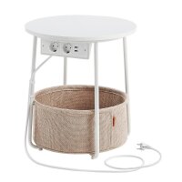 VASAGLE Beistelltisch rund Spanplatte beige, weiß...