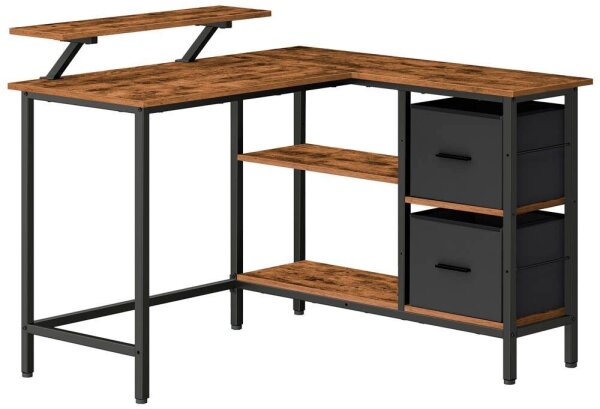 VASAGLE Schreibtisch vintage-braun rechteckig, 4-Fuß-Gestell schwarz 115,0 x 105,0 cm