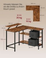 VASAGLE Schreibtisch vintage-braun rechteckig,...