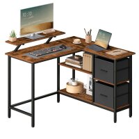 VASAGLE Schreibtisch vintage-braun rechteckig, 4-Fuß-Gestell schwarz 115,0 x 105,0 cm