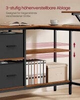 VASAGLE Schreibtisch vintage-braun rechteckig, 4-Fuß-Gestell schwarz 135,0 x 105,0 cm