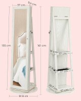 SONGMICS Schmuckschrank weiß 2 Fachböden