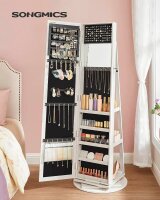 SONGMICS Schmuckschrank weiß 2 Fachböden